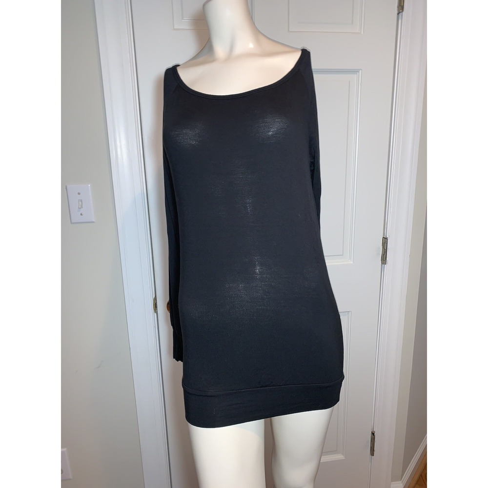 Nike Sportswear Retro Off Shoulder Knit Black L/S Top Women's Rayon Bamboo Small